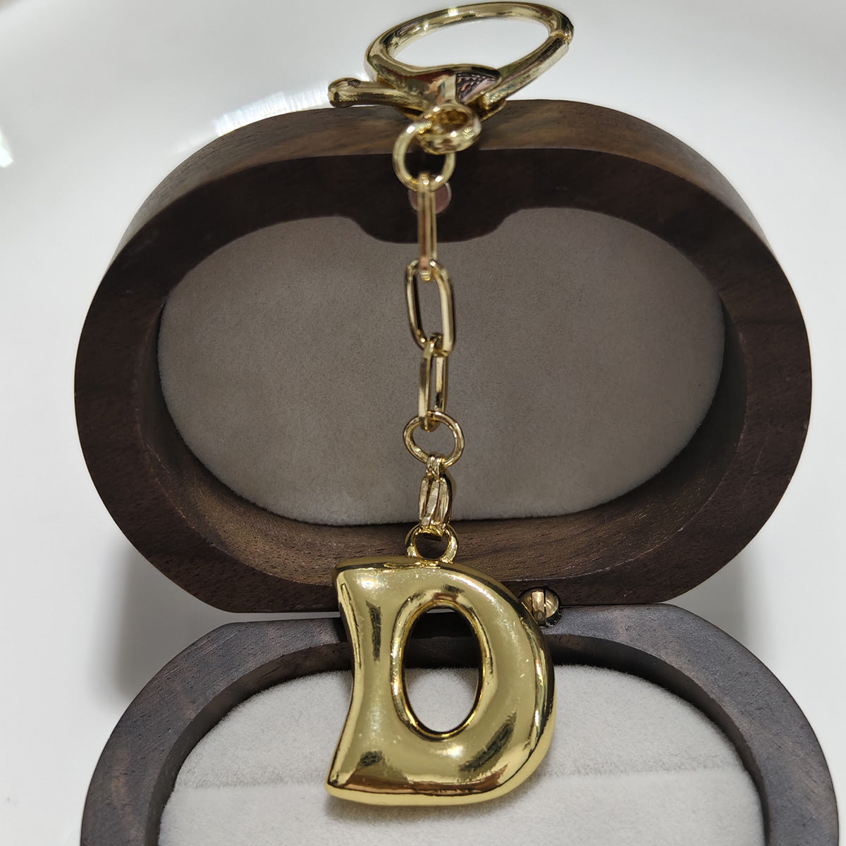 Minimalist 18K Gold Plated Letter Pendant Keychain for Brass