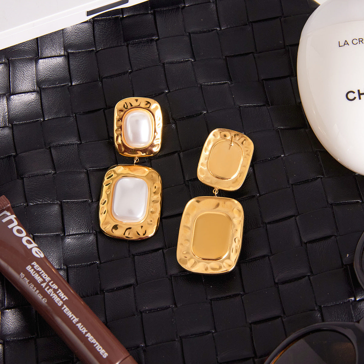 Orecchini da donna di lusso geometrici a rombo in acciaio al titanio con placcatura in oro PVD sottovuoto