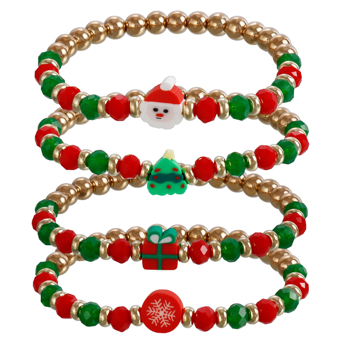 Geometric Style Handmade Polymer Clay Elastic Bracelet for Women with Plated Finish Christmas Gift