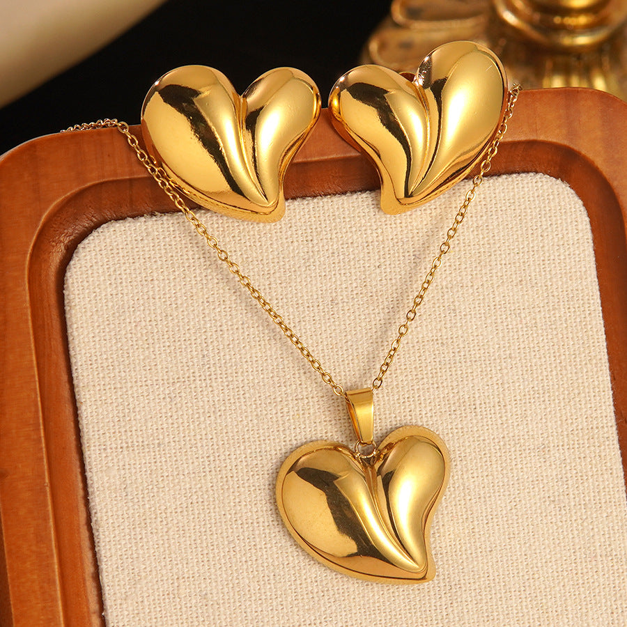 Set collana e orecchini a stella marina con fiocco conchiglia smaltato in acciaio inossidabile e titanio con catena a cavo per donna