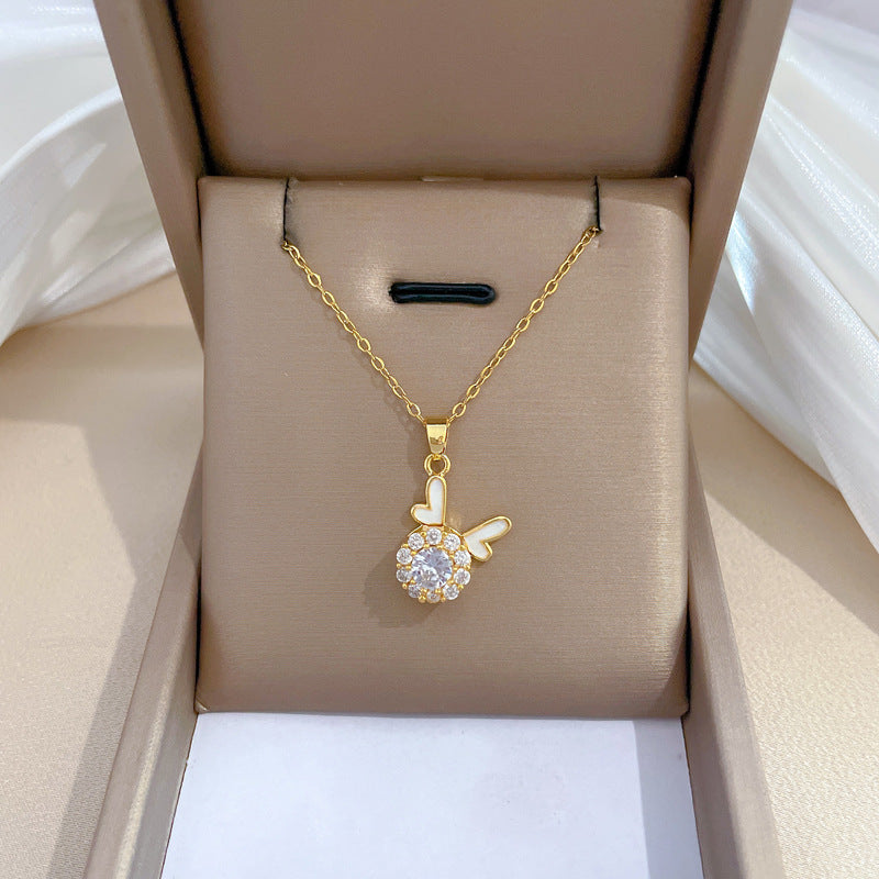 Luxury Rotating Dragon Head Pendant Necklace for Women Stainless Steel Snake Chain with Geometric Design and Moon Motif