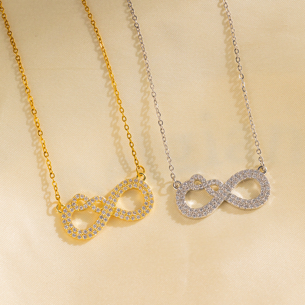 Collana con Lettera Minimalista di Lusso in Acciaio al Titanio da Donna con Intarsio di Strass su Catena a O