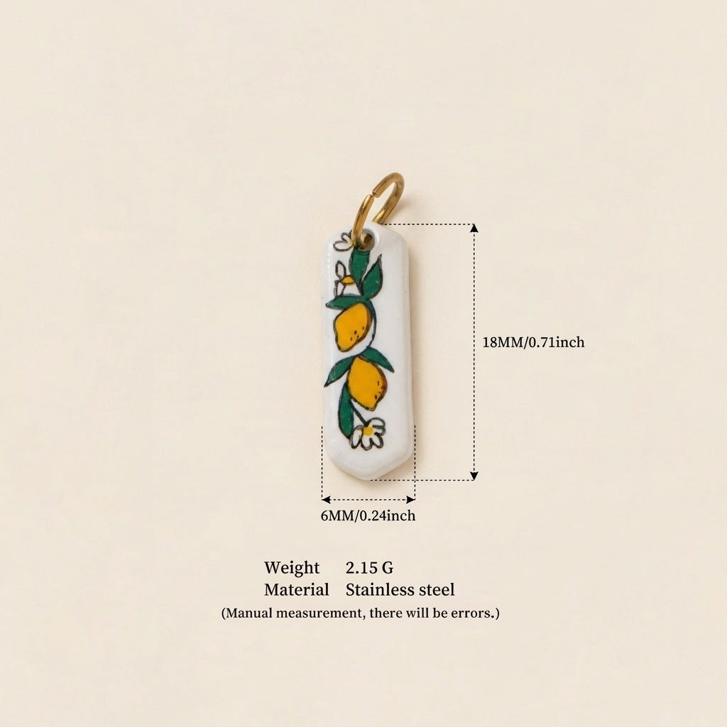 Vintage Floral Geometric Stainless Steel PVD Gold Plated Pendant Charm Bar for Women
