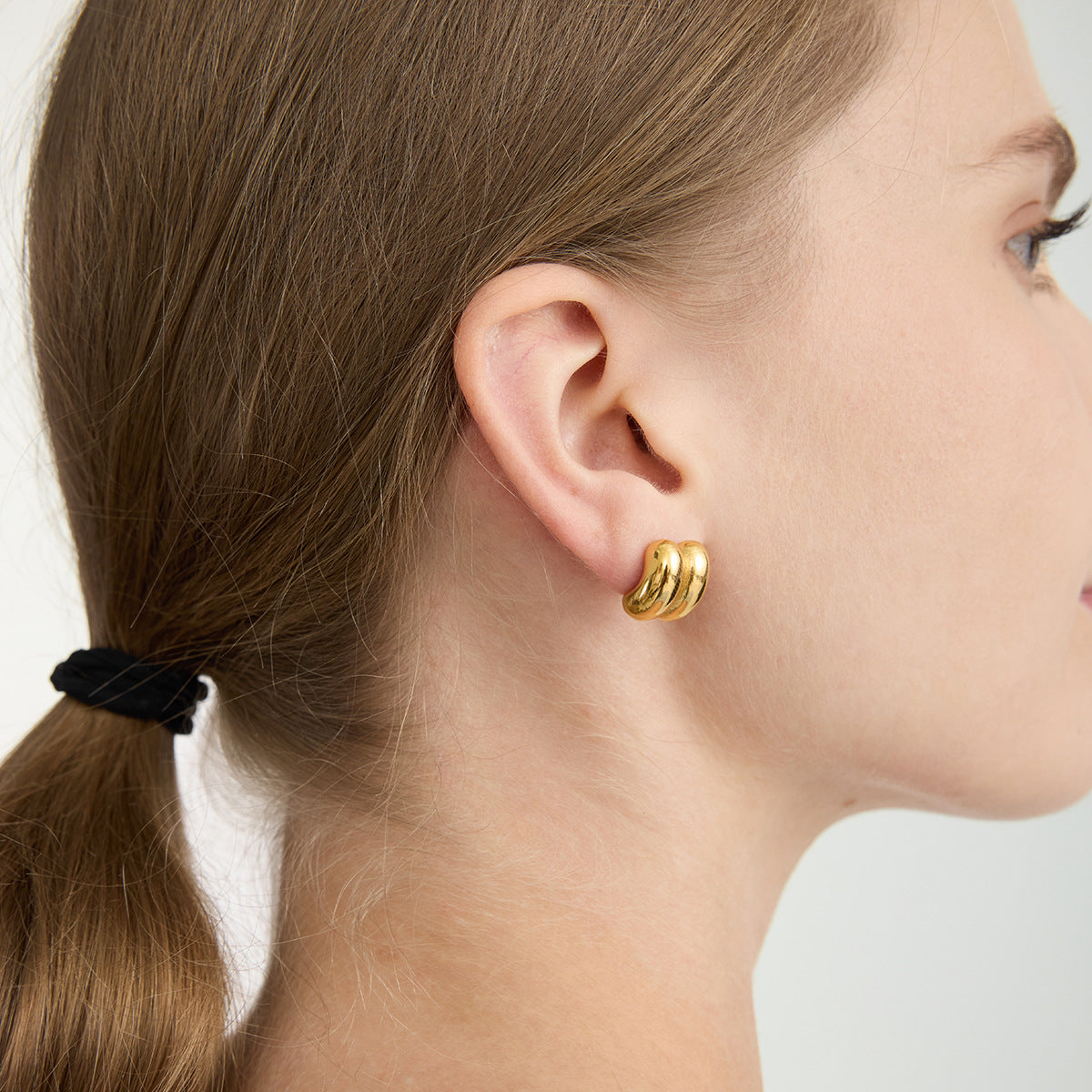 Pendientes de Aro Geométricos Minimalistas Chapados en Oro de 18K de Acero Inoxidable, Joyería de Moda para Mujer