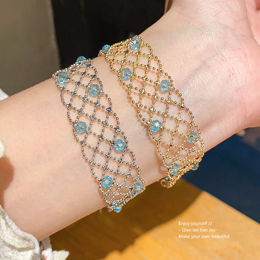 Elegant Geometric Hollow Plated Brass Bracelet for Women