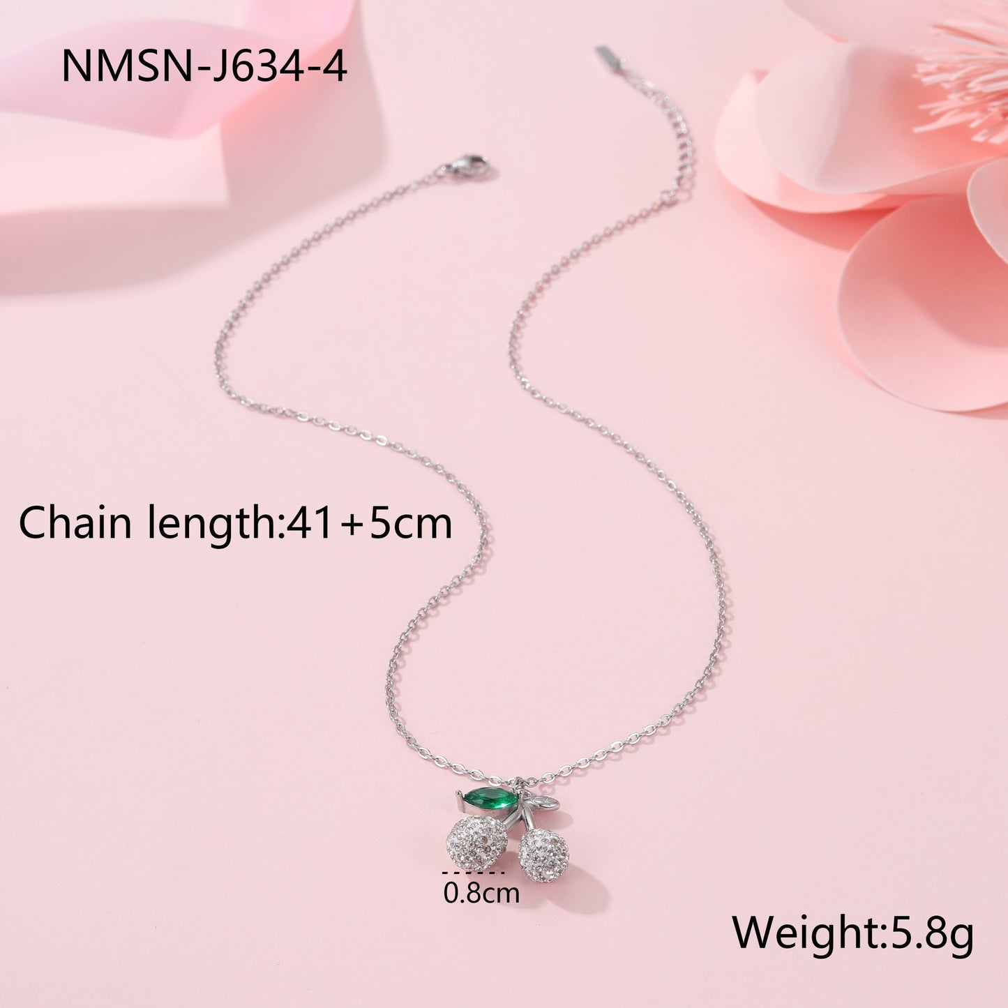 Collana con ciondolo a forma di ciliegia alla moda in acciaio inossidabile placcato oro 18 carati da donna, catena clavicola minimalista