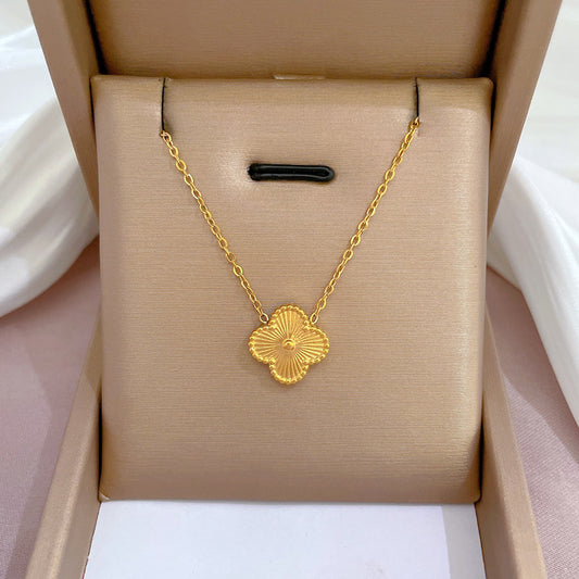 Collar minimalista geométrico de acero de titanio chapado para mujer