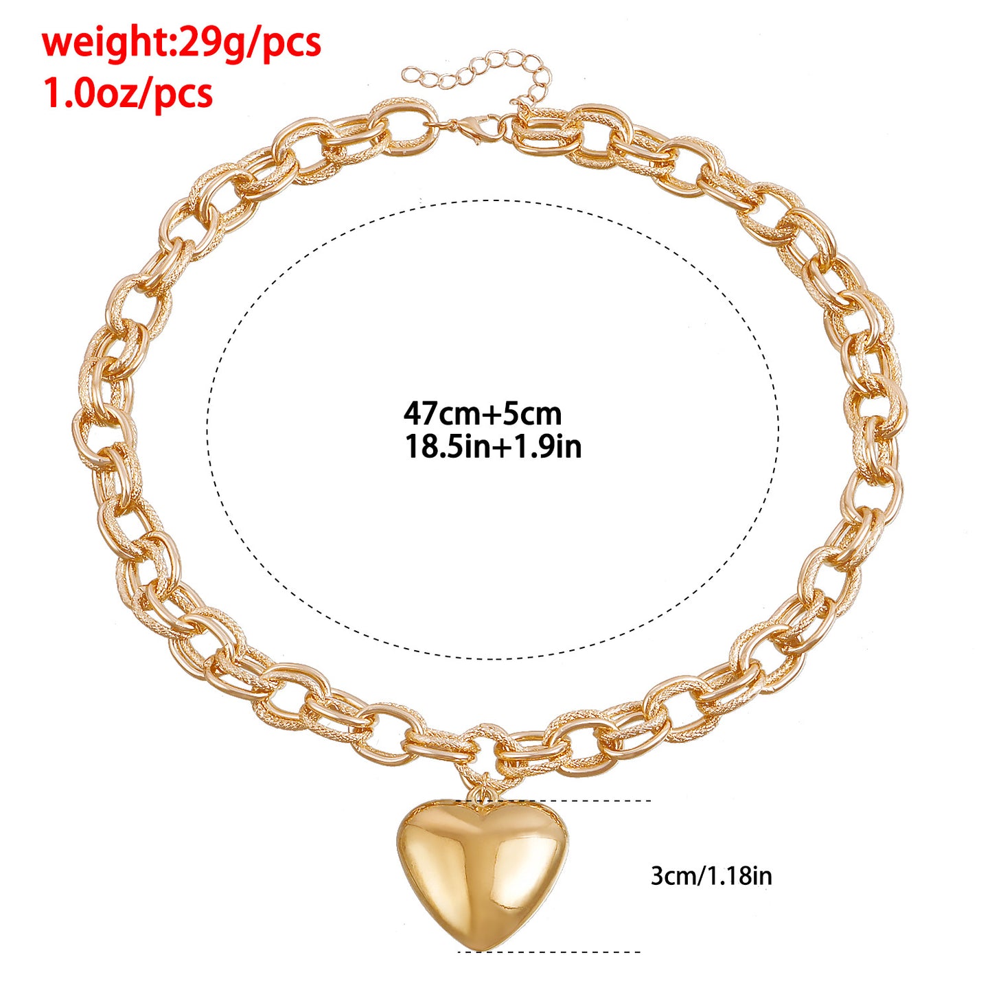 Minimalist Heart-Shaped Alloy Pendant Necklace with Plated Finish for Women Choker Style