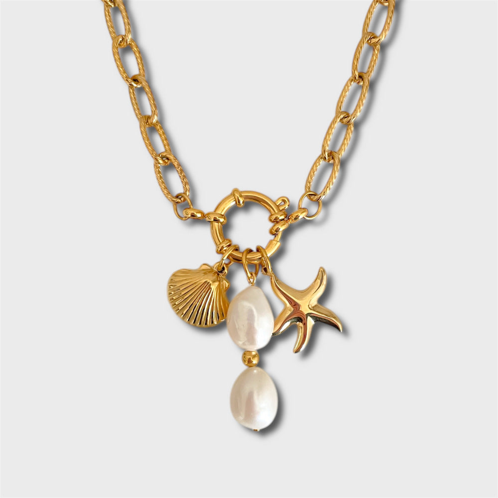 Vintage Minimalist Geometric Heart 18K Gold Plated Titanium Steel DIY Charm Bar Necklace