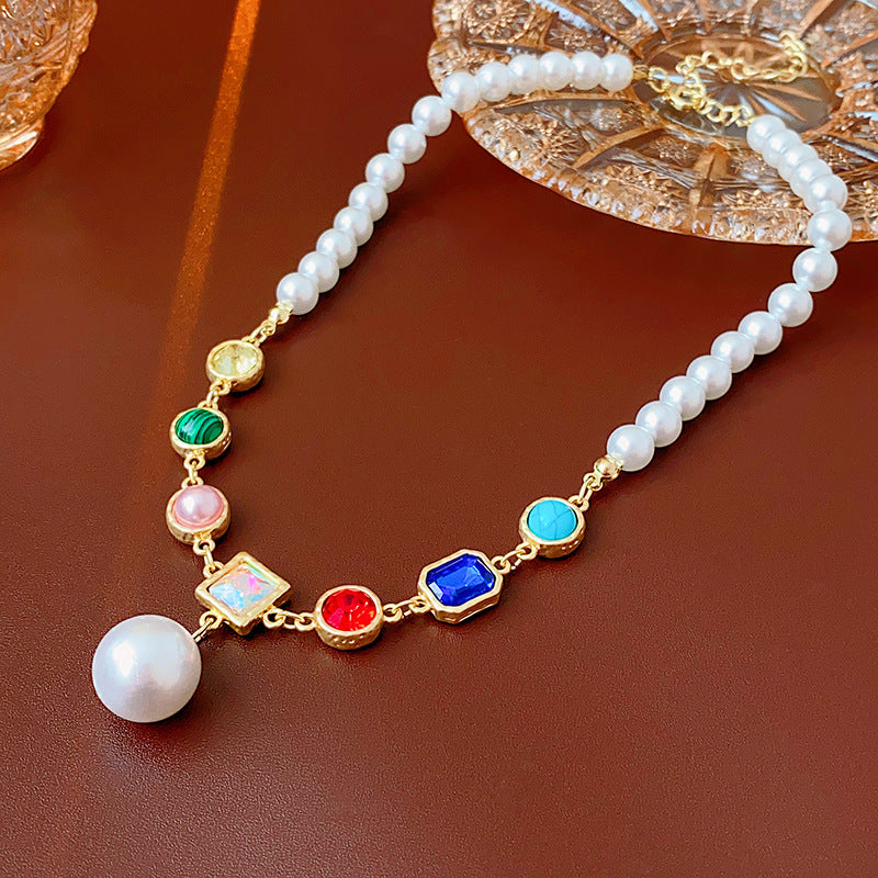 Collana con ciondolo geometrico vintage in lega per donna con catena a medaglione placcata