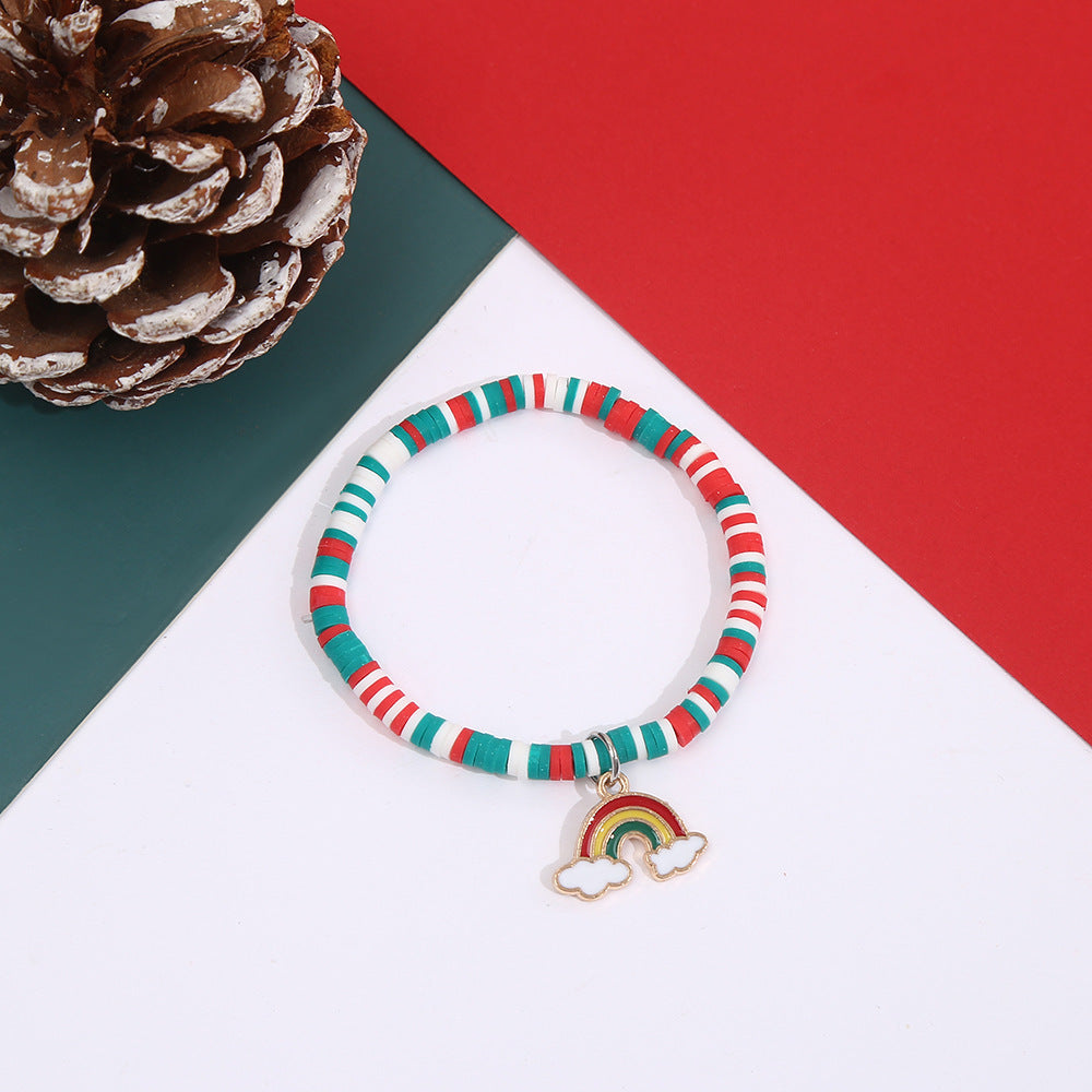 Casual Geometric Resin Beaded Bracelet with Christmas Charms for Unisex