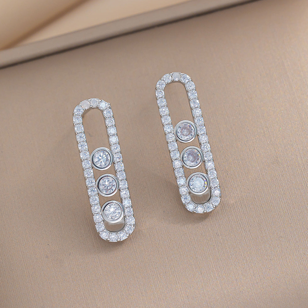 Collana minimalist geometrica in acciaio al titanio da donna con intarsio in strass, gioielli ipoallergenici a catena con ciondolo placcato sottovuoto