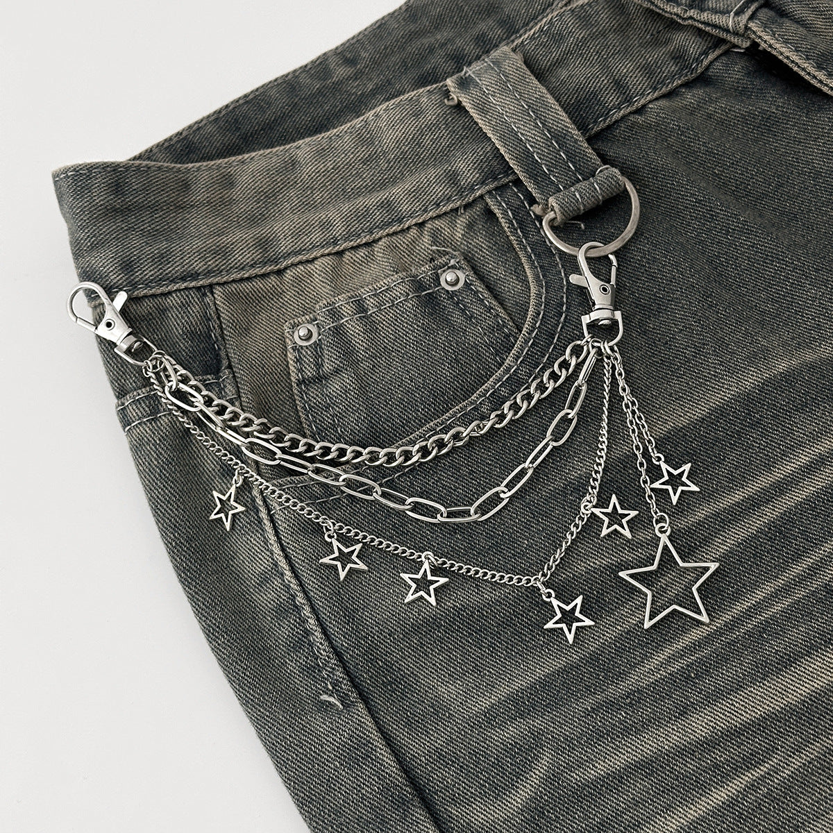 Elegant Plated Zinc Alloy Star Pendant Bag Chain Charm