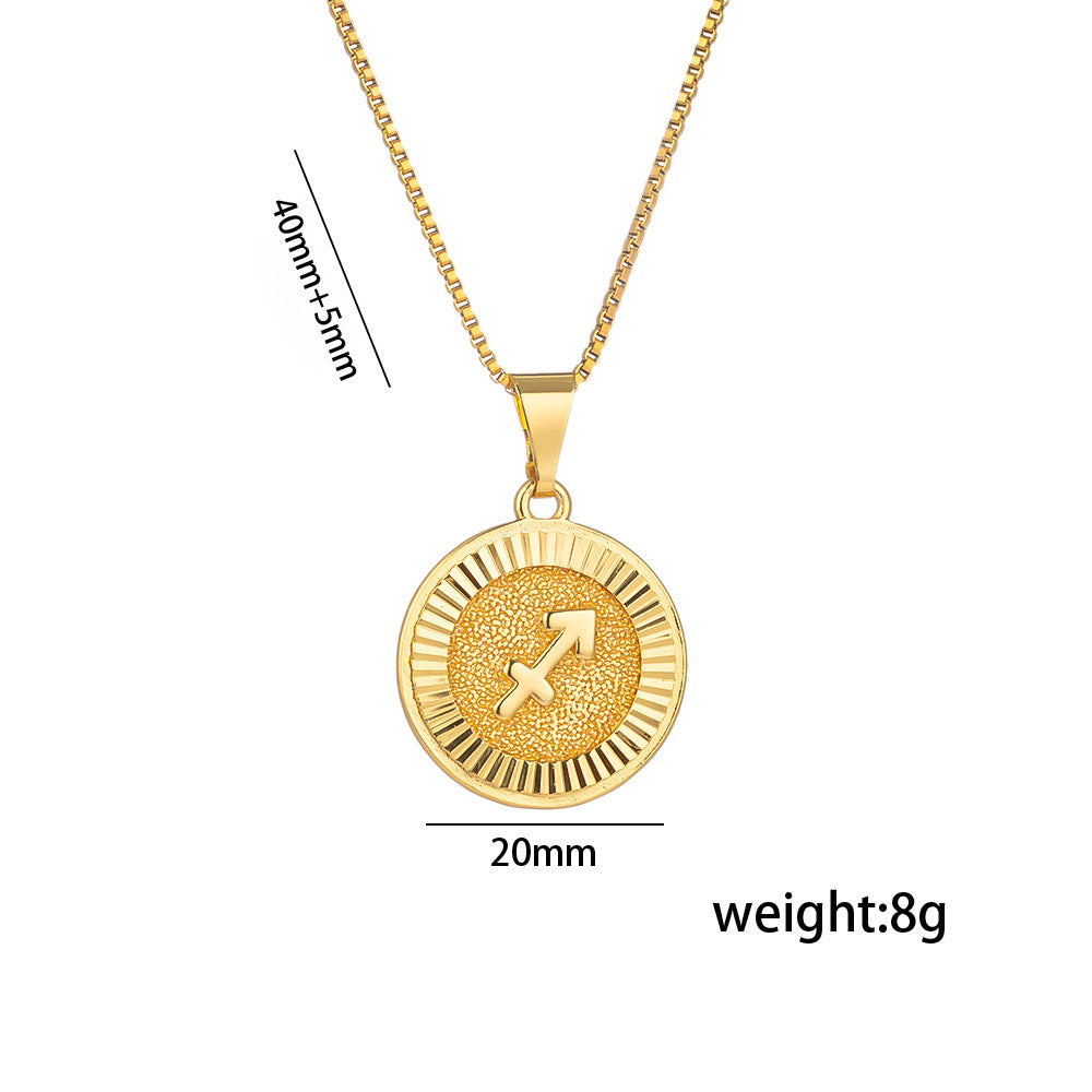 Fashionable Zodiac and Letter Shape Polished Titanium Steel Necklace for Women with O-Chain