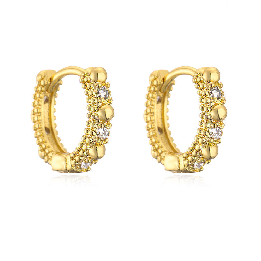 Orecchini a cerchio irregolari geometrici minimalisti da donna in rame con placcatura in oro e zirconi micropavé