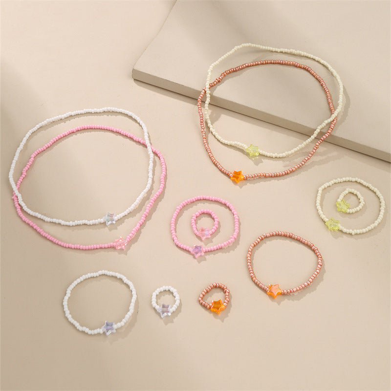 Set collana in perle di vetro a forma di stella bohémien per bambini con artigianato fatto a mano e stile per vacanze al mare