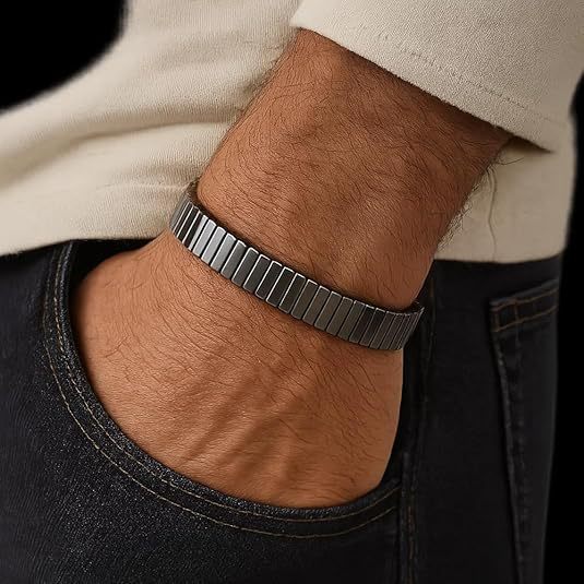 Vintage Geometric Hematite Bracelet for Men