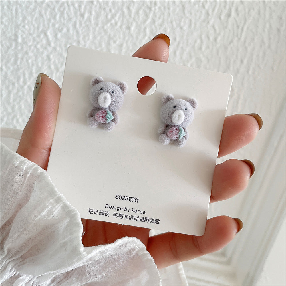 Orecchini Minimalisti Placcati in Lega a Forma di Animale con Perno in Argento Sterling 925 per Donna