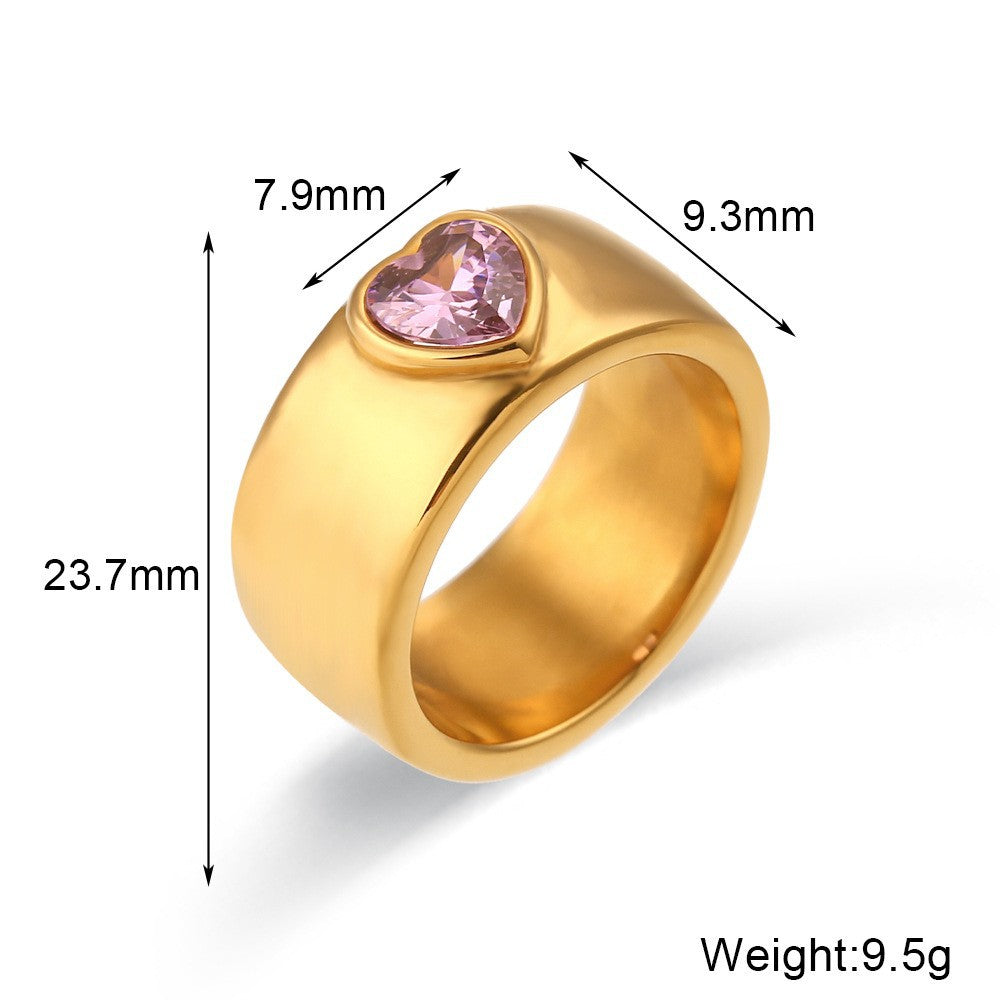 Anillo minimalista geométrico Y2K de acero inoxidable con chapado en oro de 18 quilates y acabado esmaltado para mujer
