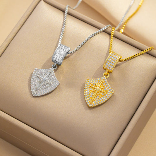 Fashionable Heart-Shaped Titanium Steel Pendant Necklace with Plated Finish for Women Box Chain Design