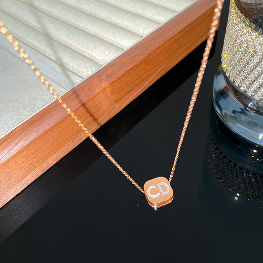 Minimalist Luxury Geometric Titanium Steel Plated CD Necklace