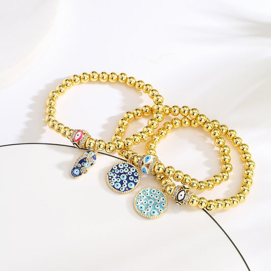 Pulsera geométrica de cobre estilo INS con baño de oro de 18 quilates para mujer — Cadena de mano de lujo minimalista