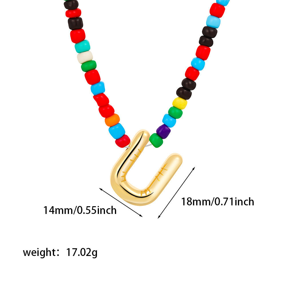 Collana con Lettere Unisex in Acciaio Inossidabile Placcato Oro 18K Casual