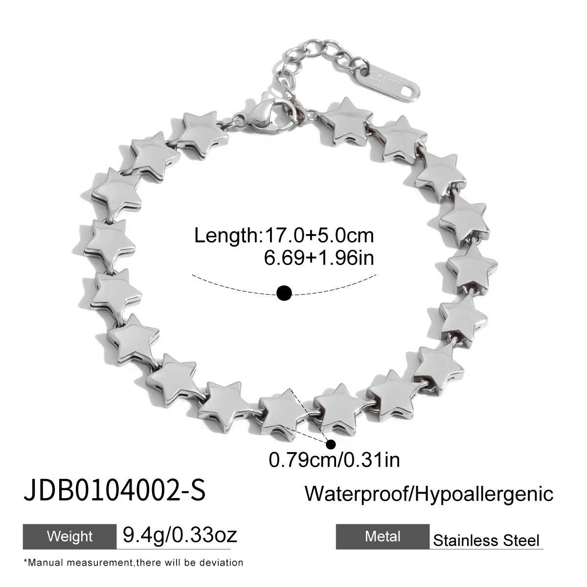 Pulsera de cadena cubana de acero inoxidable chapado geométrico para mujer