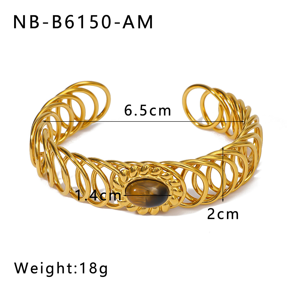 Bracciale a molla regolabile in acciaio inossidabile da donna, stile francese vintage, con intarsio in pietra naturale e finitura placcata
