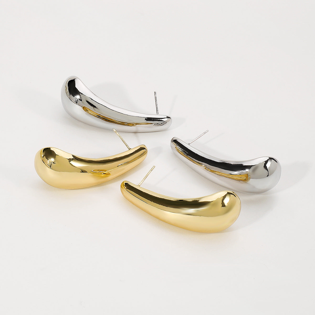 Pendientes colgantes geométricos minimalistas de aleación con acabado chapado para mujer, aretes con estilo y diseño de gota