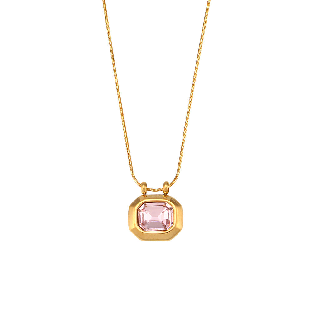 Collana da Donna con Pendente a Lucchetto in Zirconia Placcato Oro 18K in Acciaio Inossidabile, Design Geometrico Minimalista, Stile Vintage