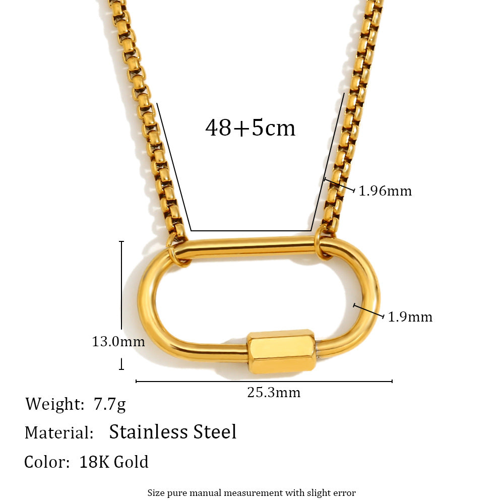 Minimalist Geometric Stainless Steel Pendant Necklace with 18K Gold Plating for Women