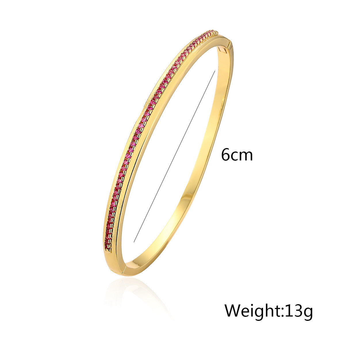 Bracciale Geometrico Minimalista in Rame per Donna con Placcatura in Oro 18K e Zirconi Micro-Incastonati