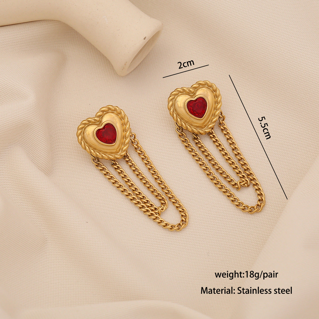 Orecchini Chic in Acciaio Inossidabile a Cuore e Fiocco con Nappe Floreali e Finitura Placcata