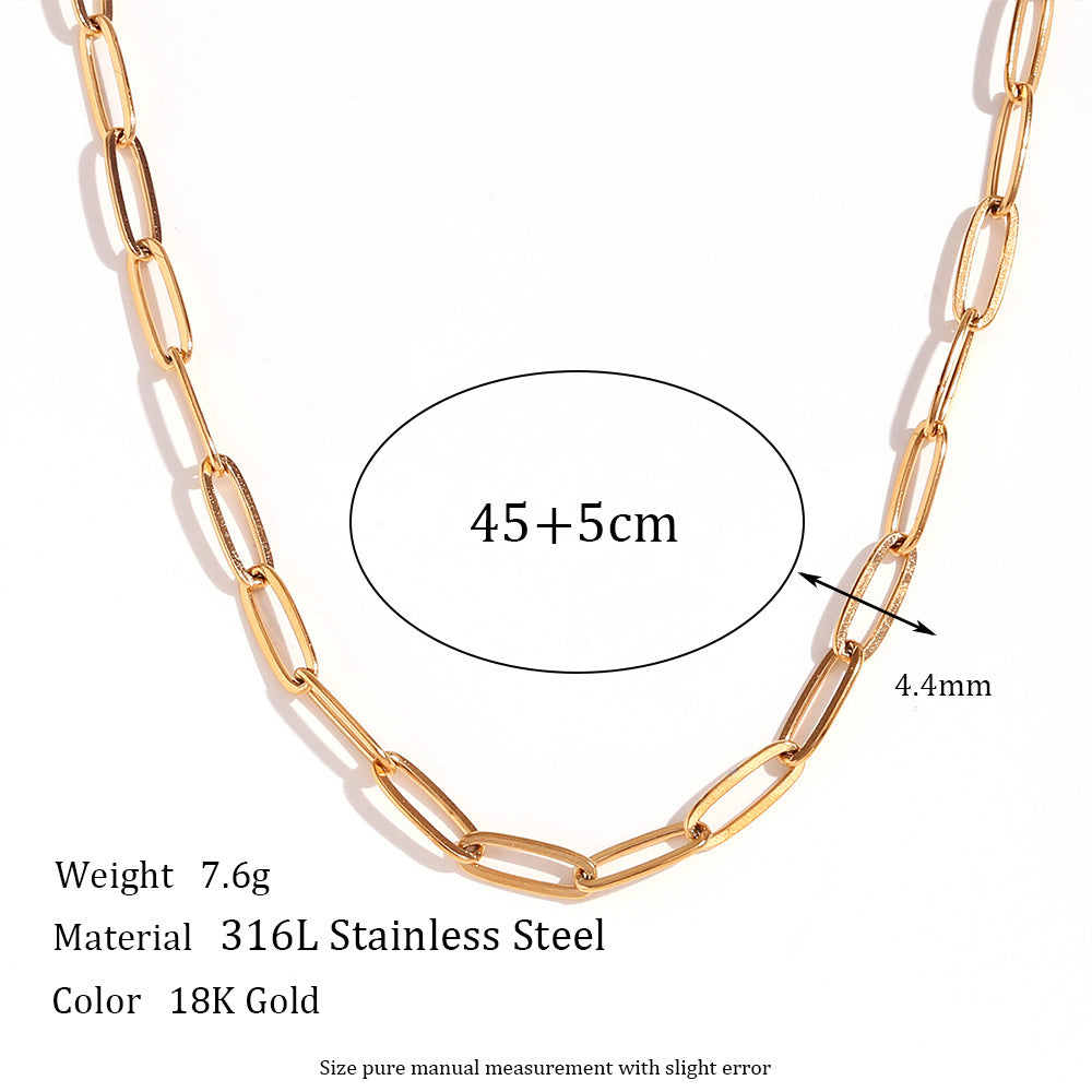 Minimalist Geometric Titanium Steel Bracelet with 18K Gold Plated Stainless Steel Chain for Women