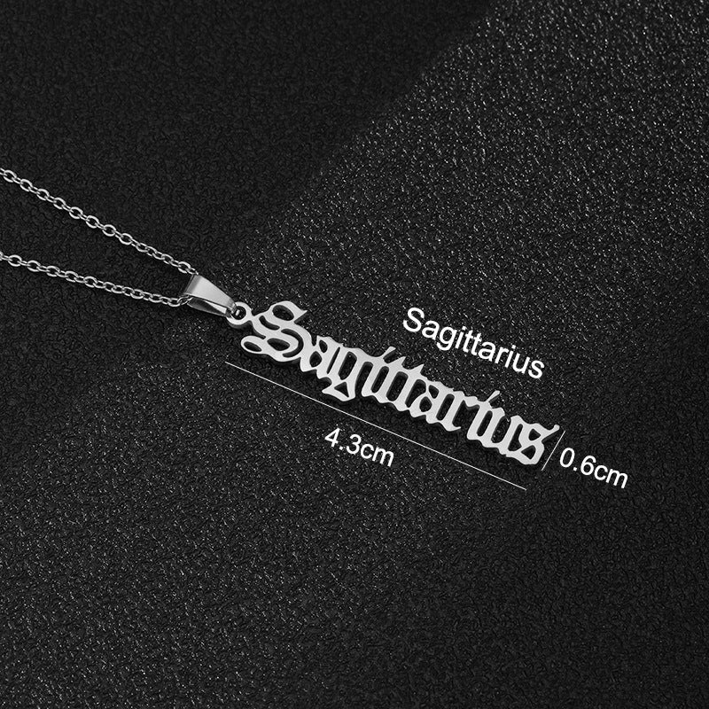 Zodiac-Themed Stainless Steel Pendant Necklace with Titanium Steel Charm and Electroplated Finish for Unisex Wear