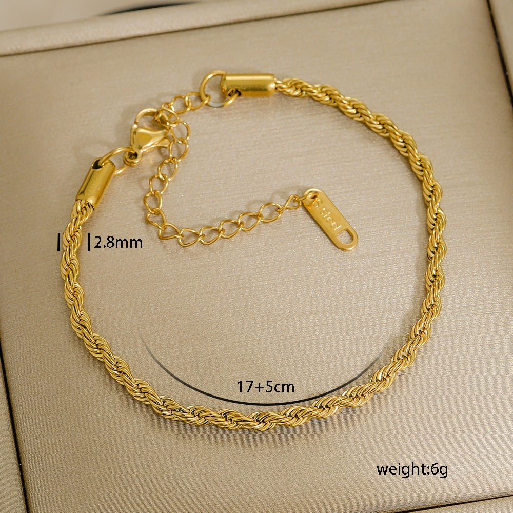 Bracciale da donna minimalista a rombi in acciaio al titanio con placcatura in oro 18 carati, accessorio di moda versatile