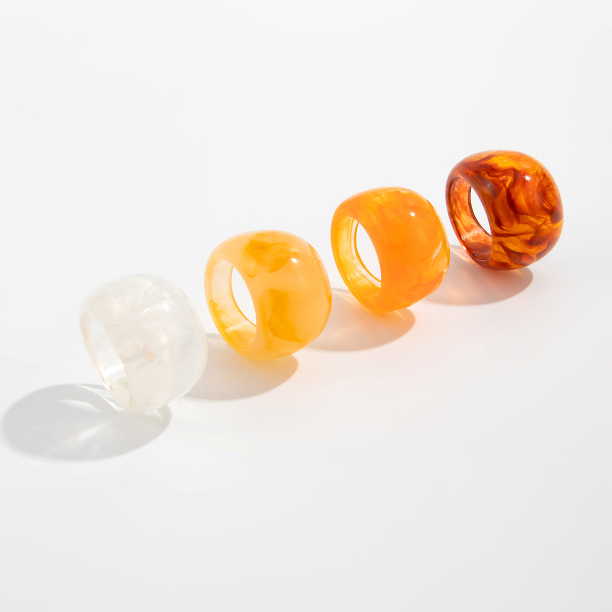 Gradient Geometric Oval Resin Ring for Women Stackable Wide Band
