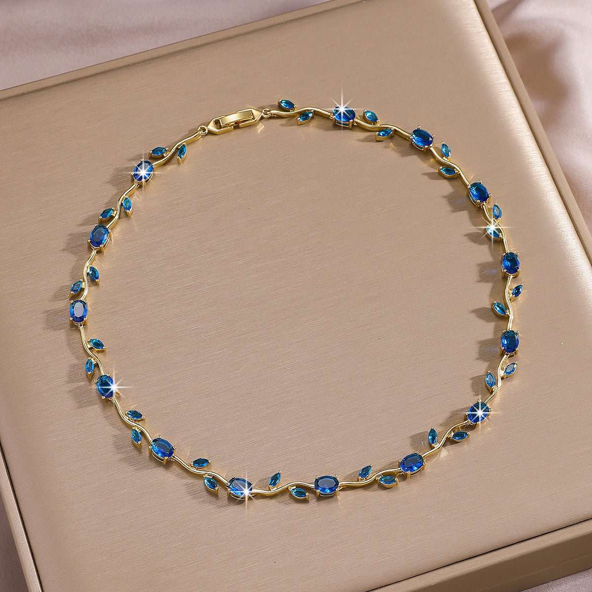 Luxury Gold Plated Brass Leaf Bracelet with Cubic Zirconia Inlay Unisex Floral Design