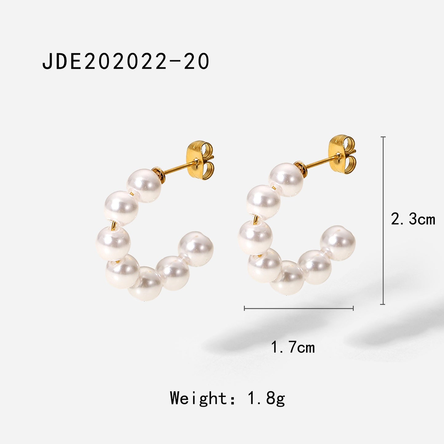 Fashionable Geometric 18K Gold Plated Stainless Steel Pearl Hoop Earrings for Women