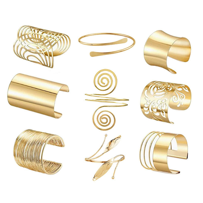 Geometric Hollow Out Plated Metal Cuff Bracelet for Women