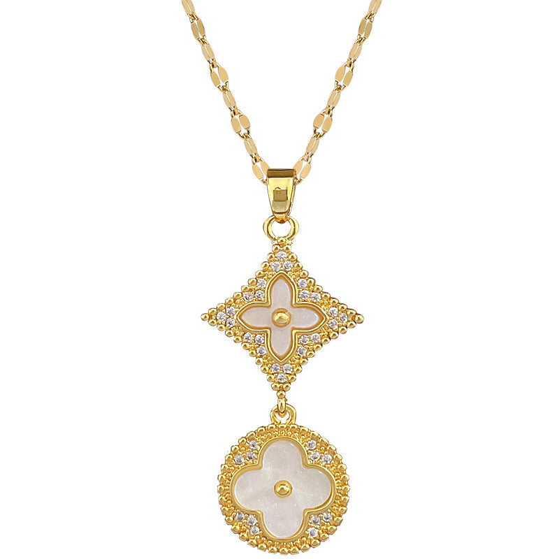 Geometric Starburst Earrings and Necklace Set in Titanium Steel with Plating Luxury Sweet Style
