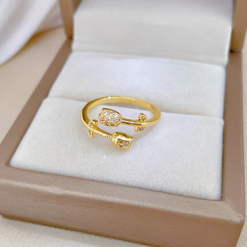 Anillo Ajustable Chapado en Latón con Forma de Corona Kawaii para Mujer