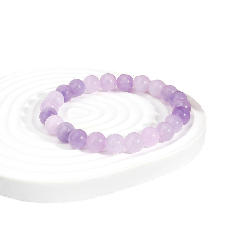 8mm Natural Stone Beaded Bracelet with Amethyst, Amazonite, Strawberry Quartz and Agate for Unisex