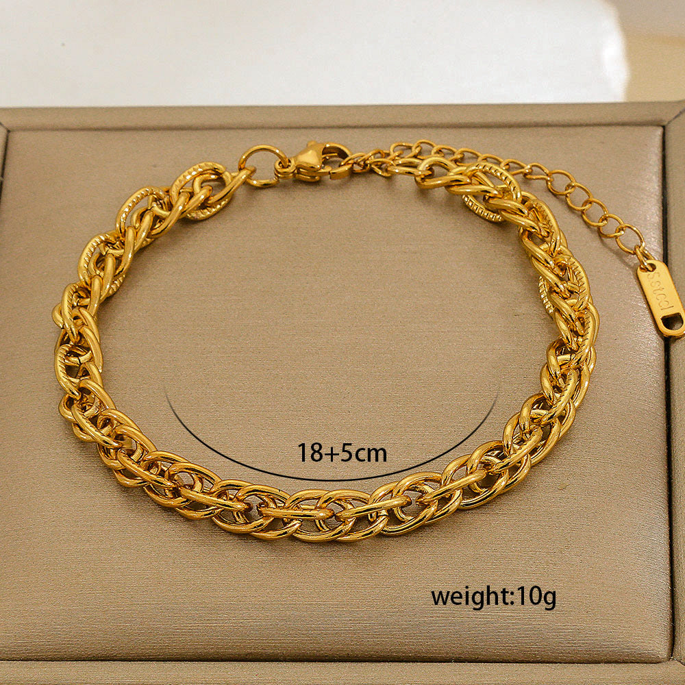 Set di bracciali multistrato minimalisti in acciaio inossidabile con placcatura sottovuoto, da indossare tutti i giorni