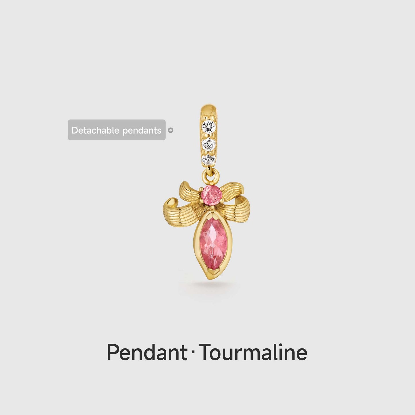 Ciondolo/Charm a Barra in Ottone Vintage Placcato Oro 14K a Forma di Cuore con Zirconi Cubici
