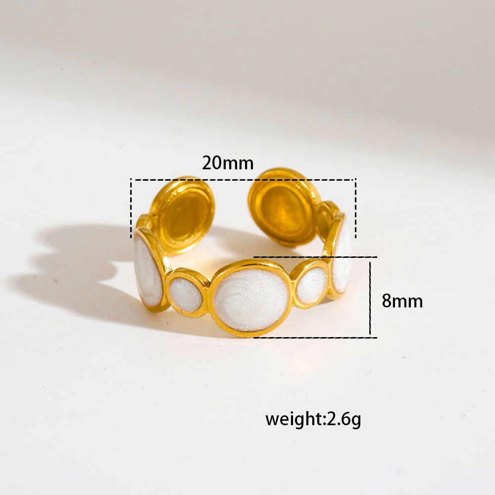 Anello Aperto Regolabile Geometrico Rotondo Chic Minimalista in Acciaio Inox con Placcatura in Oro