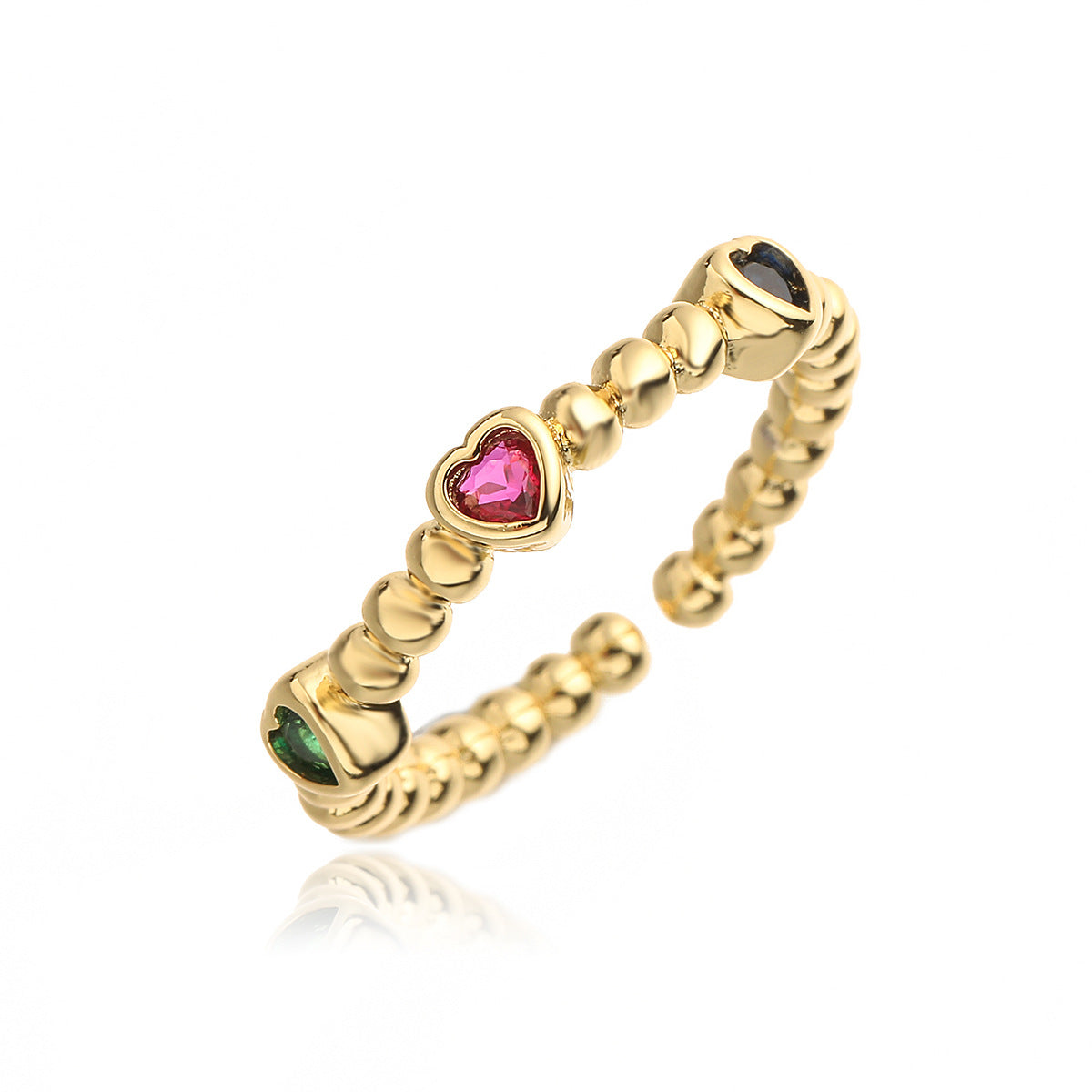 Anillo abierto geométrico minimalista para mujer, de latón con chapado en oro de 18 quilates e incrustaciones de circonita