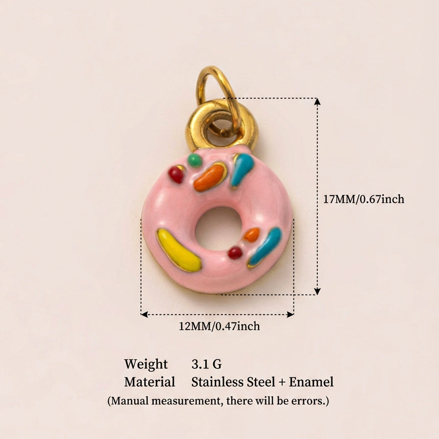 Minimalist Geometric Heart Floral Drip Oil PVD 18K Gold Plated Titanium Steel DIY Charm Bar Pendant for Unisex