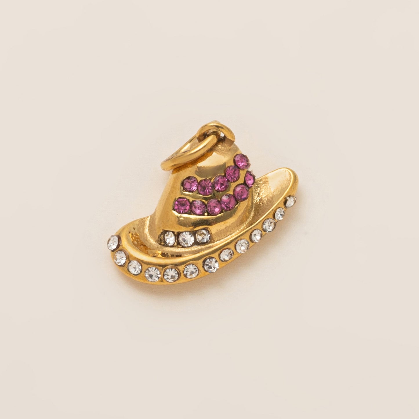 Vintage 18K Gold Plated Stainless Steel PVD Boot Charm Bar